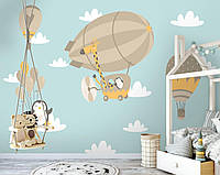 Фотообои в детскую комнату для мальчика 460 x 300 см Пингвины на воздушном шаре (13871P12)+клей