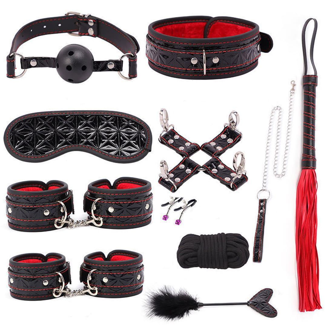 БДСМ набір Еротичний набір для BDSM і бандажа 10 предметів Розкішний комплект для домінування