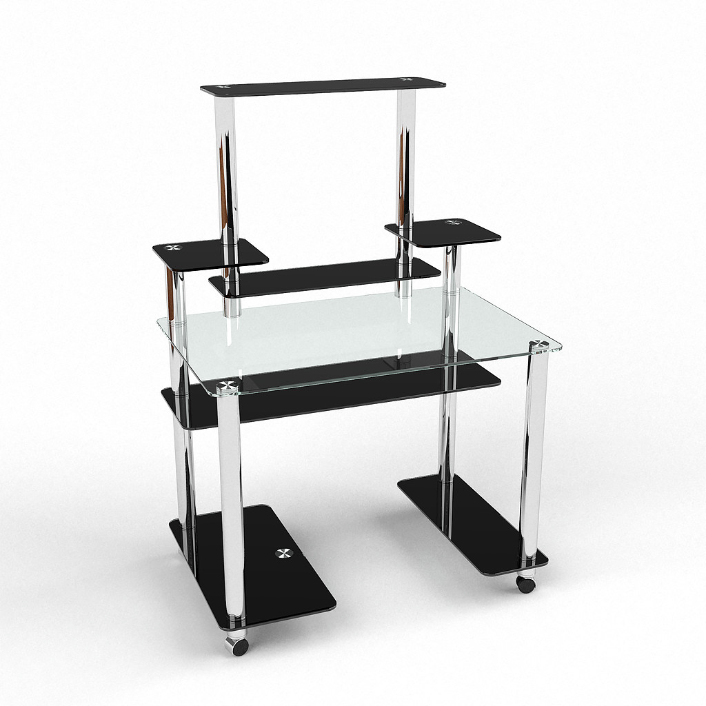 Комп'ютерний стіл Європа на ніжках стільниця скло прозоре фарбування чорне 800х550х1350 мм (БЦ-Стіл ТМ)