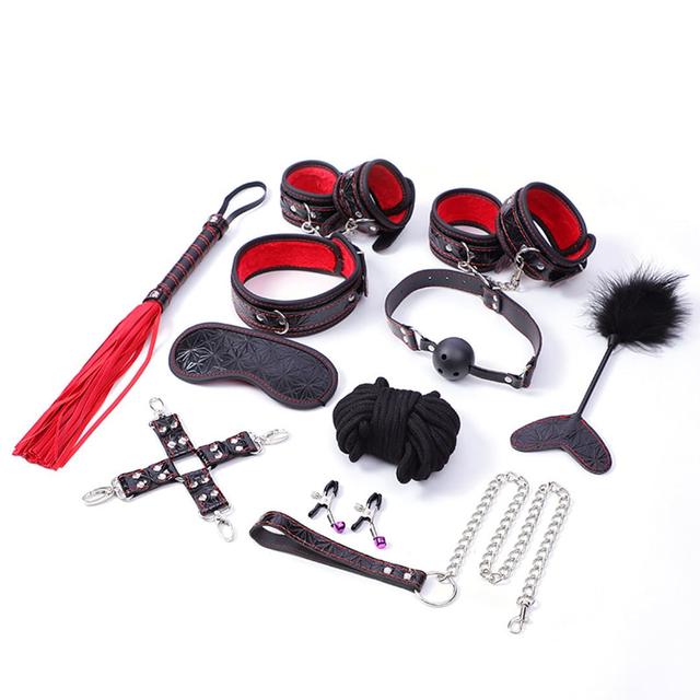 Еротичний набір для БДСМ та бондажу 10 предметів Розкішний комплект для домінування