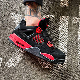 Чоловічі Кросівки Nike Air Jordan 4 Retro Black Red Thunder / Найк Аїр Джордан 4 Ретро Сандер Чорні з Червоним