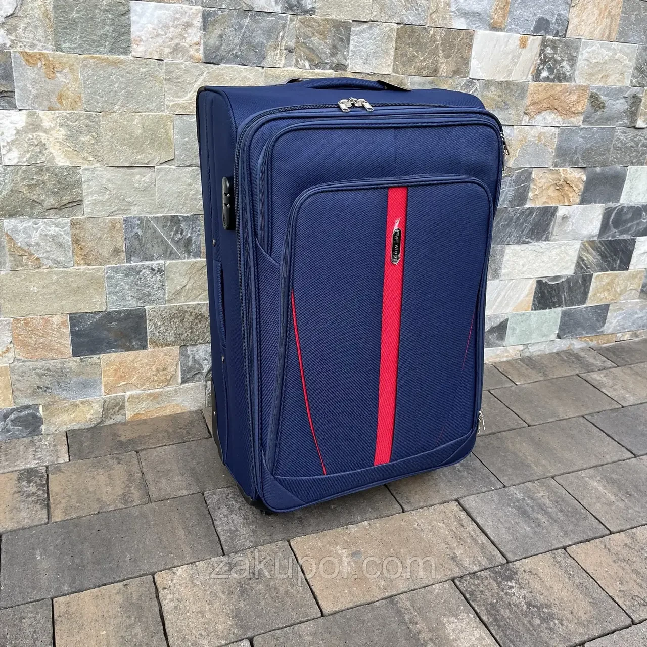 Валіза Wings 1706 тканинний на 4 колесах, великий Синій, фото 1