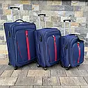 Валіза Wings 1706 тканинний на 4 колесах, великий Синій, фото 8