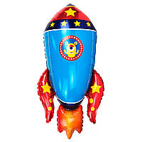 Фольгована кулька фігура "Ракета" синя 88 см. в уп. (1шт.)