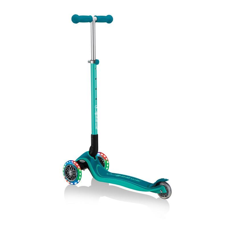 Самокат GLOBBER серії PRIMO FOLDABLE PLUS LIGHTS, зелений, колеса з підсвіткою, 50кг, 3+