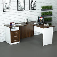 Стол офисный угловой СД-П5 (1400x1200x750) Белый/Орех Темный стиль Гамма стиль