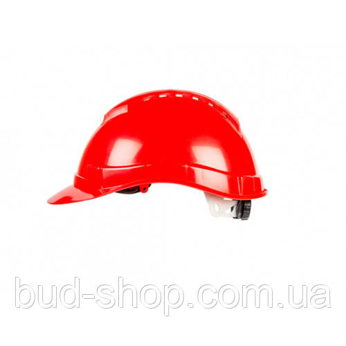 35015 Каска захист (HDPE). червоний, з вентил., храповиком, відвернення для навушників/SAFE-GUARD 21 - фото 2 - id-p1810603770