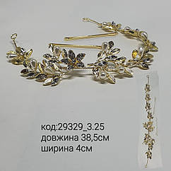 Гілочка в зачіску золото довжина 38,5 см кристали