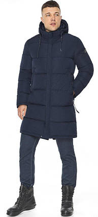 Подовжена чоловіча чорно-синя куртка на зиму модель 49609 (КЛАД ТІЛЬКИ 50(L)), фото 2