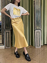 Спідниця атласна MZR 20470 M золотистого кольору S