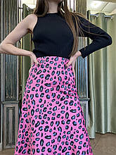 Спідниця атласна MZR 20470 S рожевий леопард