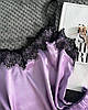 Жіноча атласна піжама майка шорти лаванда, фото 3