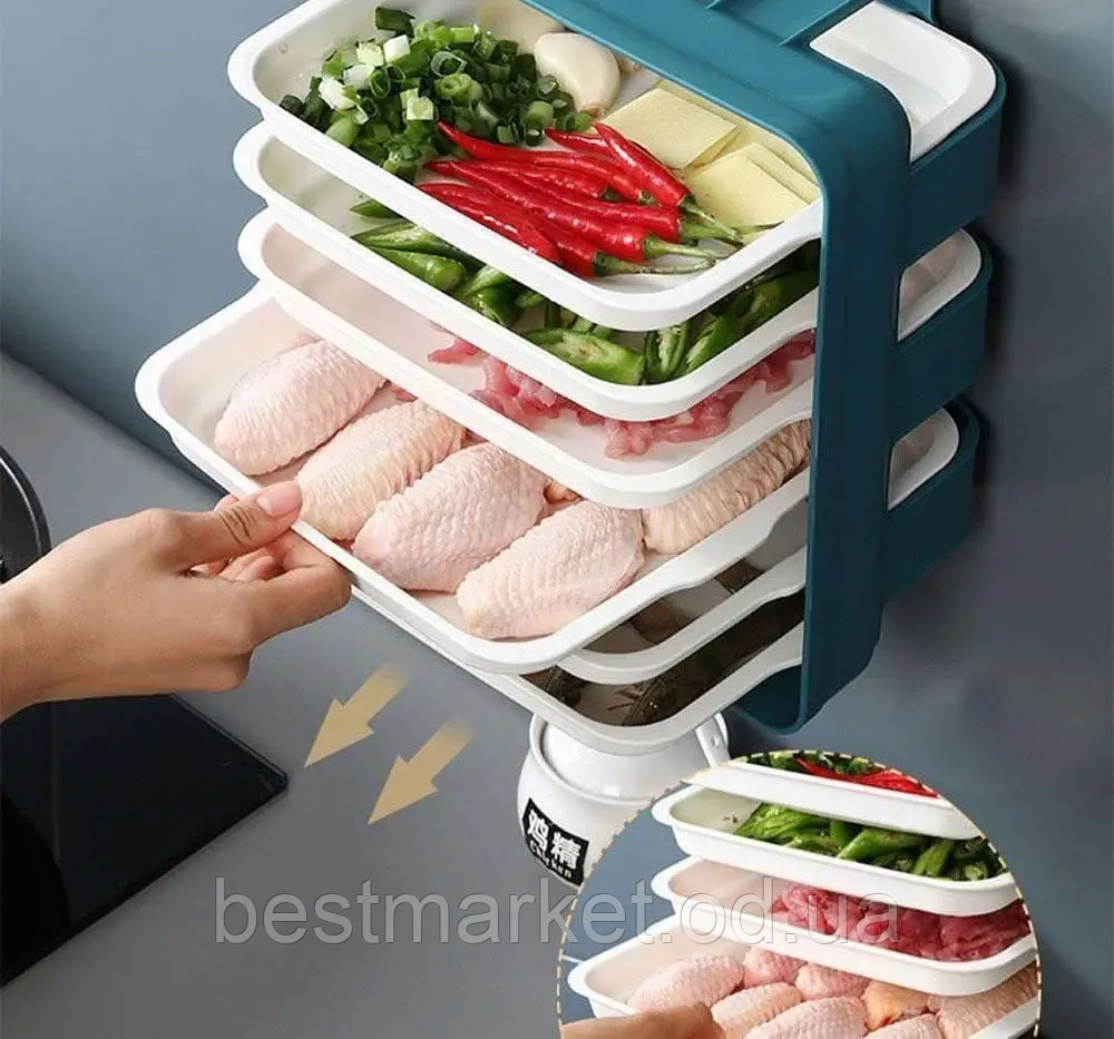 Багатофункціональний Настінний Бокс із полицями для Продуктів Kitchen Multi Layer Side Dish Box (ZHM206)