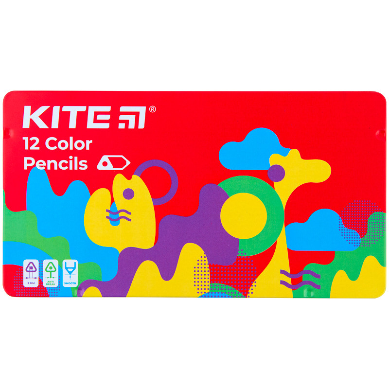Набір тригранних кольорових олівців Kite Fantasy 12 штук K22-058-2