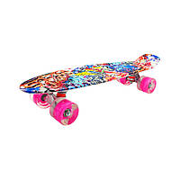 Скейт "Пенни борд" Bambi SC20503 PU колеса со светом, 56 см Розовый, World-of-Toys