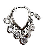 Оригінальні сережки xp. 25х5-4 мм. Родий, фото 3