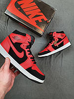 Кроссы Найк Аир Джордан Ретро 1 черно-красные. Мужские кроссовки Nike Air Jordan 1 Retro High Black Red White
