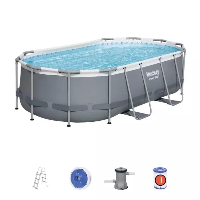Каркасний басейн Power Steel 427х250х100см, 7250л, філ.-насос 2006л/год, сходи, попл.-дозатор