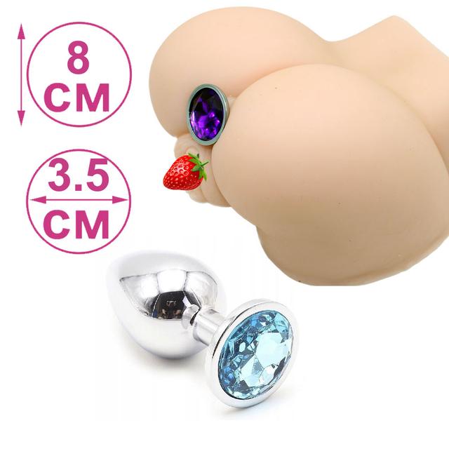 Металева Анальна Пробка з Кристалом-Прикрасою Середніх Розмірів ОПТ 2 шт.