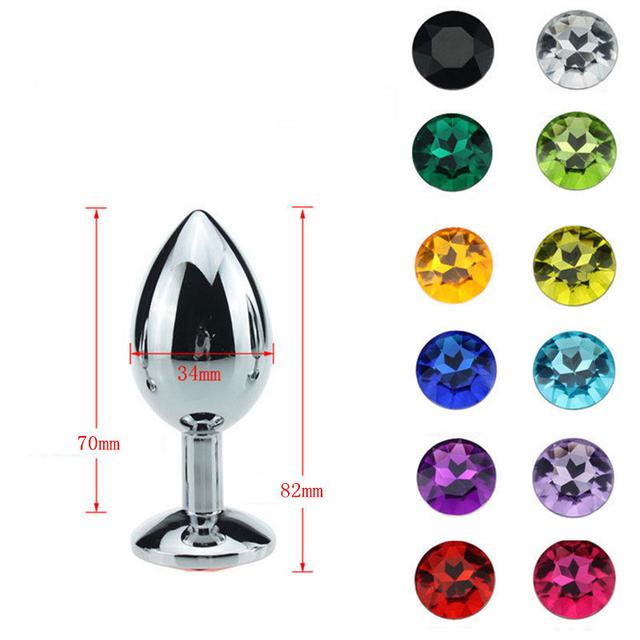 Металева Анальна Пробка з Кристалом-Прикрасою Середніх Розмірів ОПТ 2 шт.