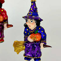 Скляна ялинкова іграшка  відьма на мітлі   Snegka Poland, фото 2