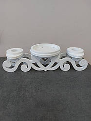 Потрійний білий весільний підсвічник для "Сімейного вогнища" з дерева