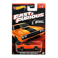 Тематическая Машинка Hot Wheels '70 Dodge Hemi Challenger Fast & Furious 1:64 HNR92 Orange 1шт