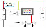 Вольтметр/амперметр цифровий 0-100V/50A (RED-RED), фото 2