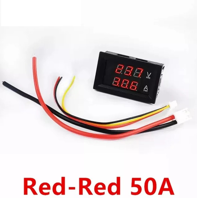 Вольтметр/амперметр цифровий 0-100V/50A (RED-RED)