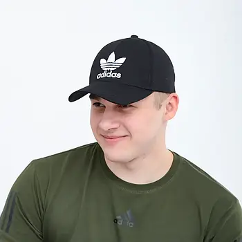 Кепка Adidas чоловіча жіноча котонова чорна  ⁇  Бейсболка Адідас на літо