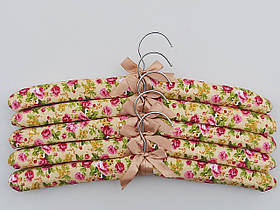 Плічка вішалки тремпеля м'які тканинні для делікатних речей квітчасті, довжина 38 см,в упаковці 5 штук