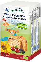 Пшеничные мини-сухарики Fleur Alpine Organic с изюмом и клюквой, для детей от 3 лет, 100 г