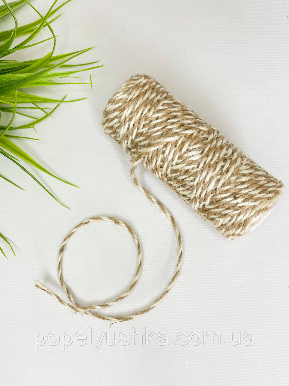 Шнур джутовий біло-бежевий 2 мм, фото 1