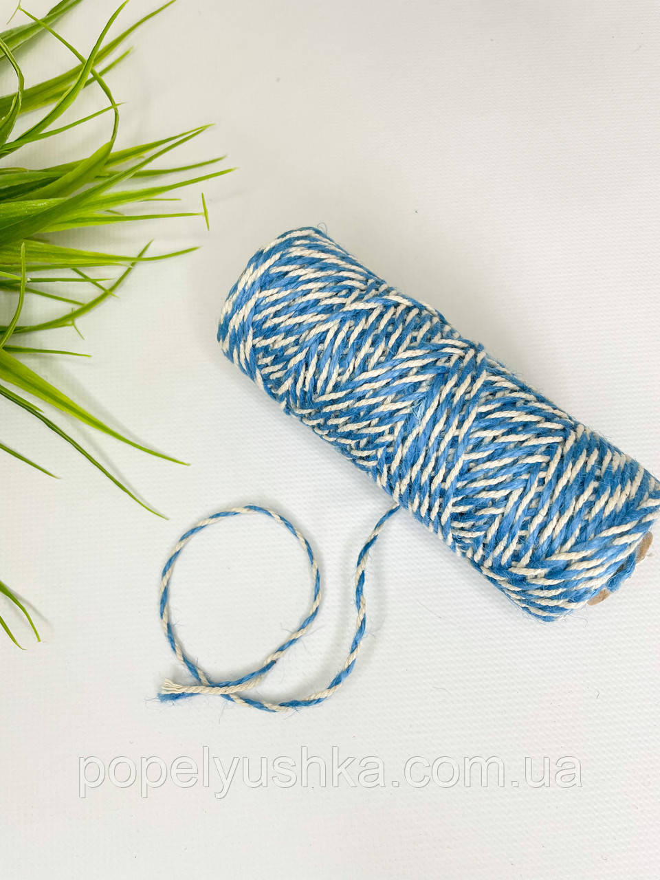 Шнур джутовий біло-голубий 2 мм, фото 1