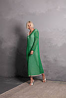Трендовая женская туника-сетка, Летнее и легкое хлопковое платье-туника с поясом Зеленый