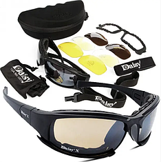 Окуляри тактичні Daisy X7 Black — 4 змінні лінзи, UV400, кейс