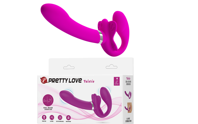 Подвійний страпон фалоімітатор Pretty Love Valerie 19.2 см фіолетовий, фото 1