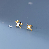 Жіночі гвоздики лимонна позолота "зірочки" — 925 проби EGYPT SILVER