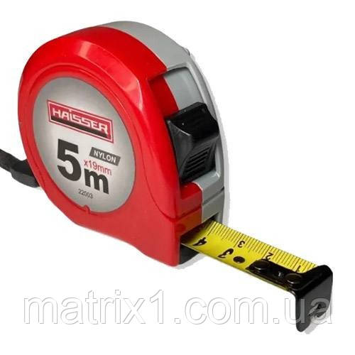 Рулетка 5 м x 19 мм , нейлонове полотно, пластиковий корпус, 2 стопа ...