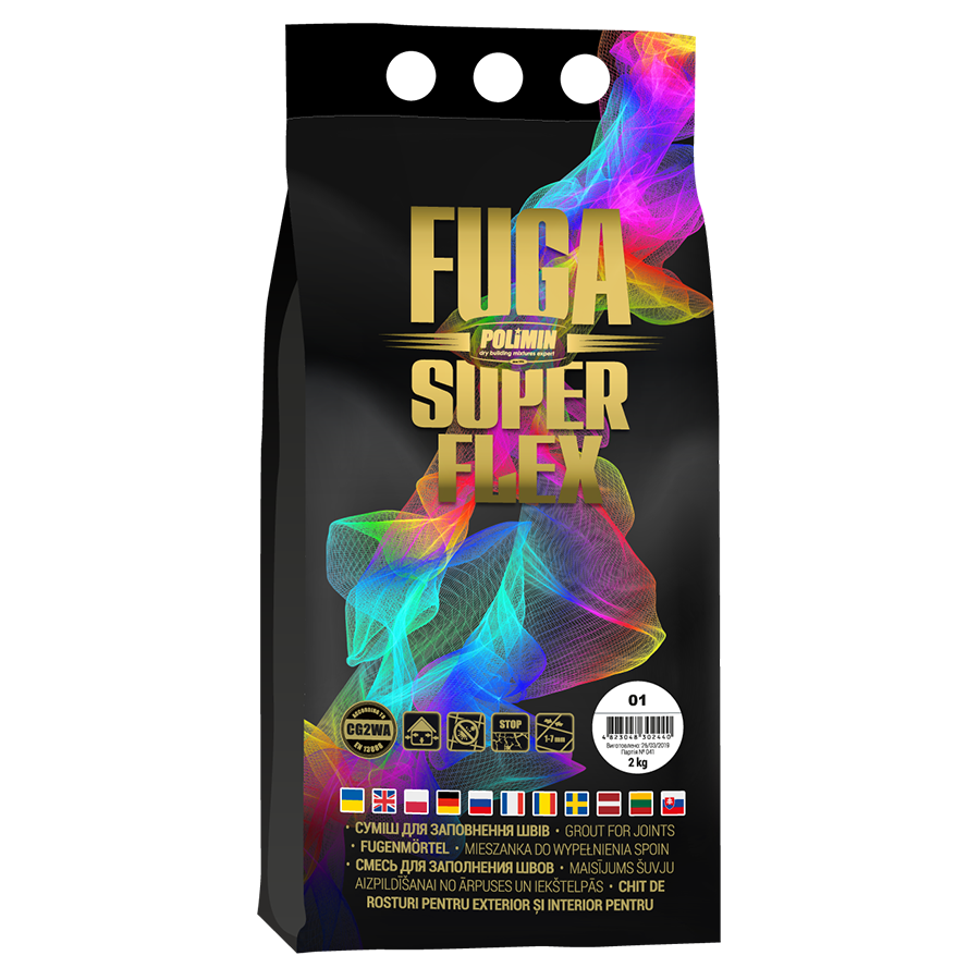 Затирка для швів Polimin Fuga Superflex (2 кг) чорна