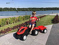 Педальный трактор для детей от 2 лет Детский велотрактор Трактор с прицепом на педалях MICROMAX красного цвета