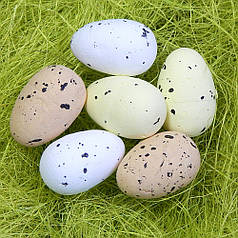 Яйця перепелині 3 см, пінопласт, колір мікс (6 шт)