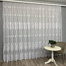 Льняна тюль з шикарною вишивкою №12224 на відріз, фото 4