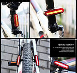Задній велоліхтар RED+BLUE Поліція (120LM, 800mAh Акумулятор, USB, IPX6, COB LED, 6 режимів, 15 годин роботи), фото 4