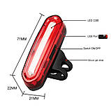 Задній велоліхтар RED+BLUE Поліція (120LM, 800mAh Акумулятор, USB, IPX6, COB LED, 6 режимів, 15 годин роботи), фото 10