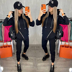 Зручний трикотажний жіночий костюм кофта з капюшоном і штани Da5400, фото 2