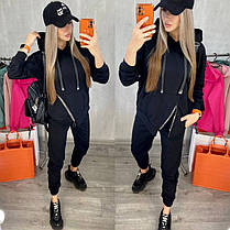 Зручний трикотажний жіночий костюм кофта з капюшоном і штани Da5400, фото 3