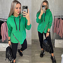 Зручний трикотажний жіночий костюм кофта з капюшоном і штани Da5400, фото 4