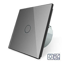 Сенсорна кнопка 1 сенсор 12/24V Livolo сірий скло (VL-C701CH-15)
