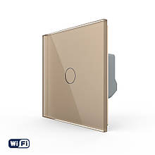 Розумний сенсорний Wi-Fi вимикач 1 сенсор Livolo золотий скло (VL-C7FC1NY-2GAP)